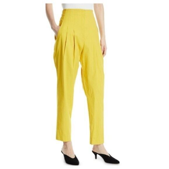 A.L.C. Women Jackson Pleated Trousers, Limited Edition Straight Leg Yellow Sz 6 - Picture 1 of 12